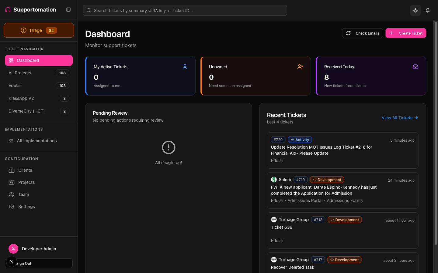 Dark mode dashboard